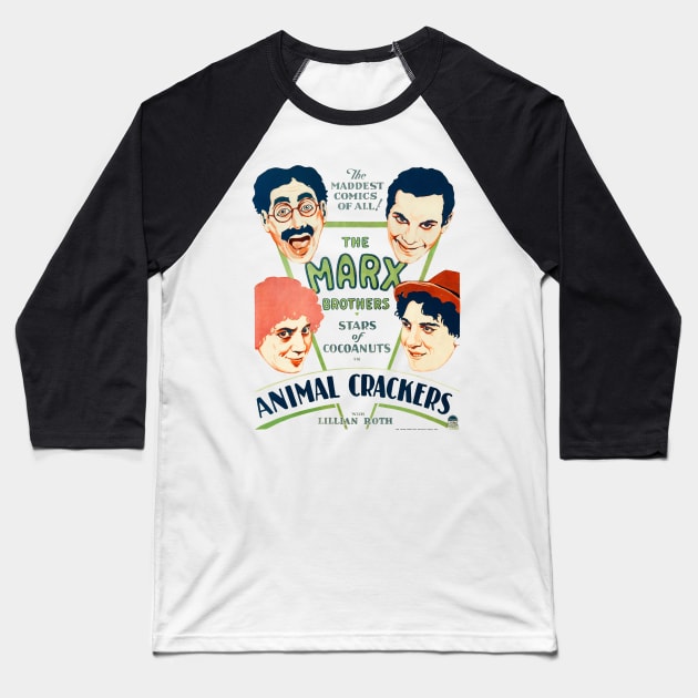 Animal Crackers Movie Poster Baseball T-Shirt by MovieFunTime